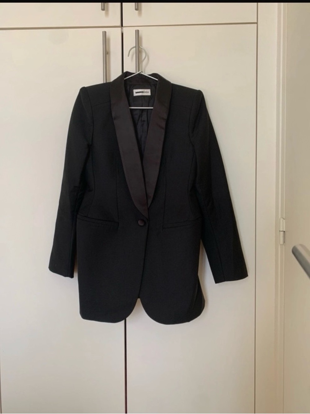 Balenciaga Black Satin-Lapel Women's Blazer